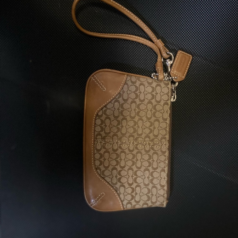 Coach Brown Signature Wristlet